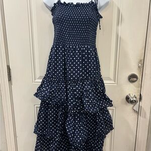Tory Burch Blue and White Polka dot Sundress Size M